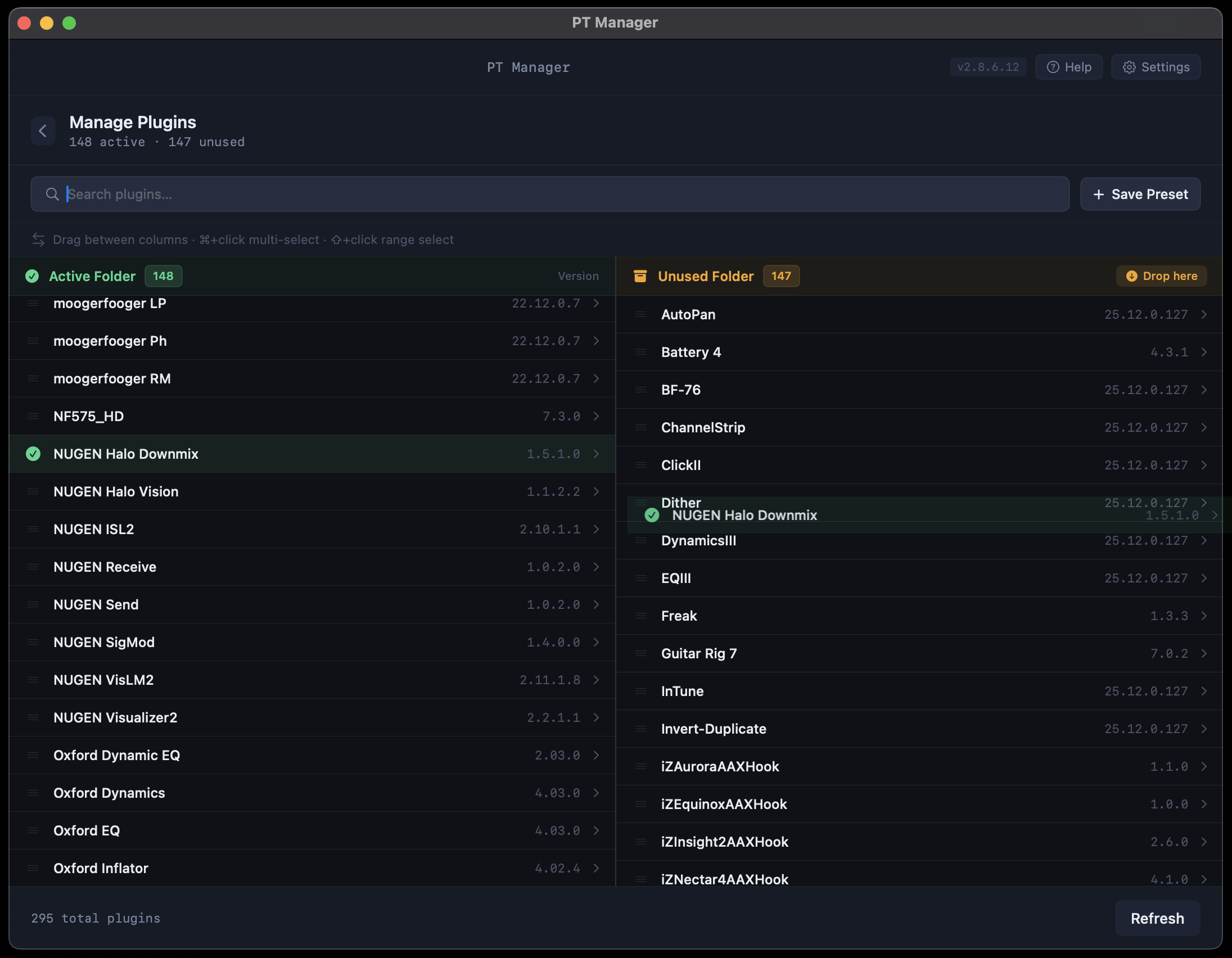 Manage Plugins view