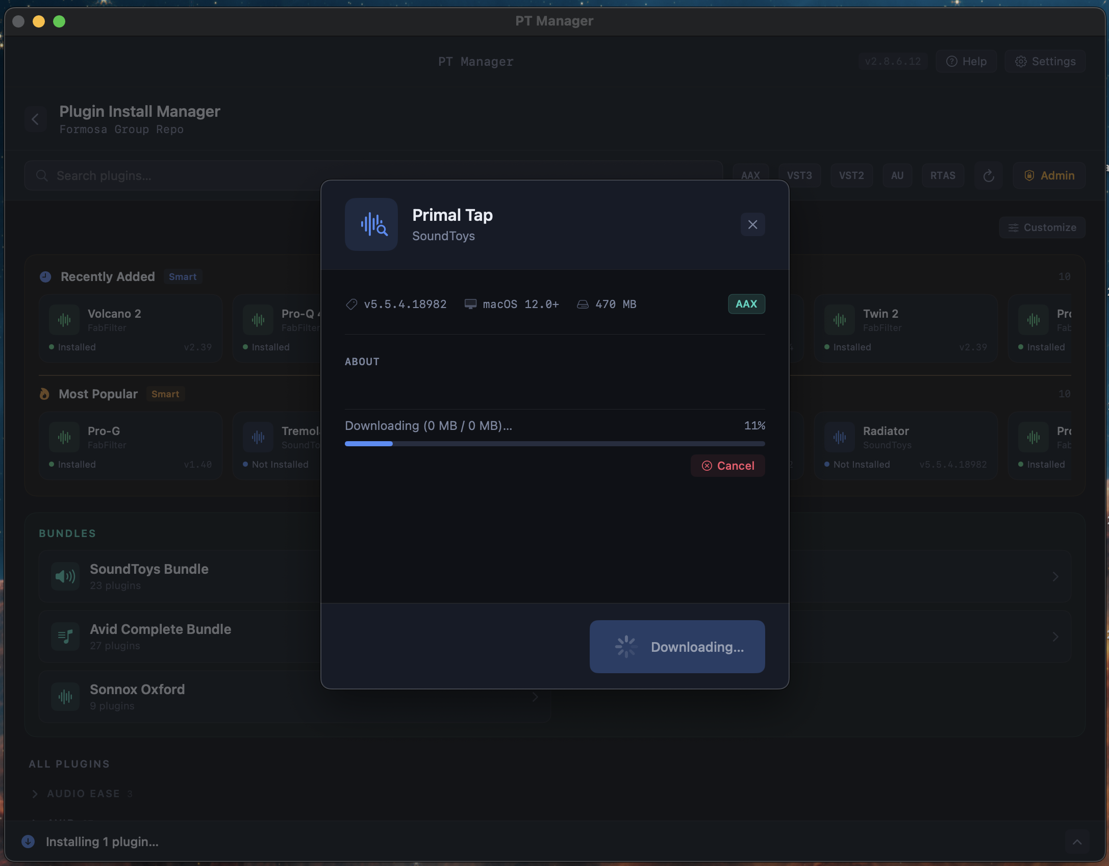 Plugin Install dialog
